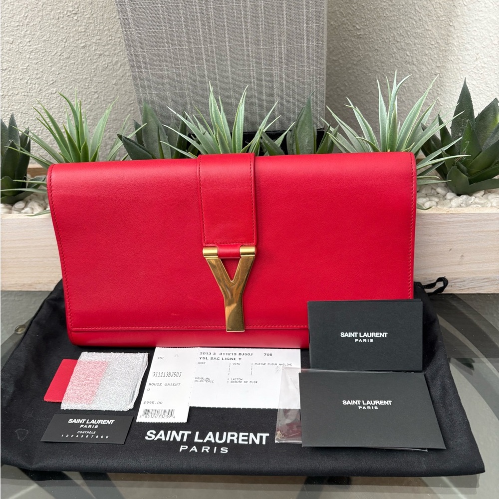 Saint Laurent Vibrant Red Clutch